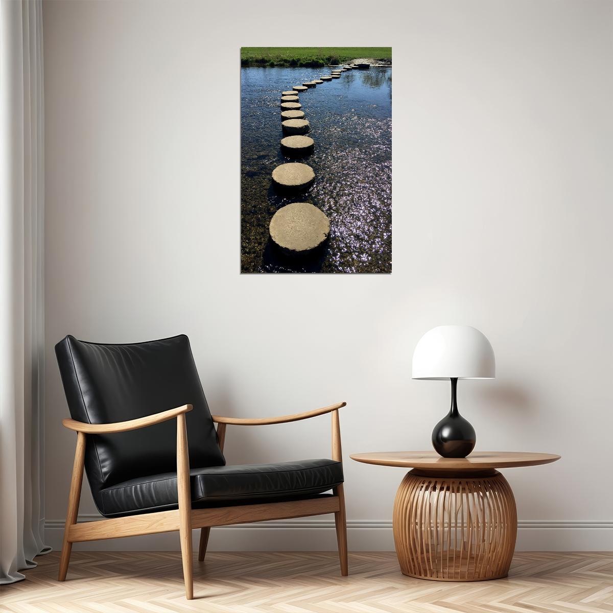 Stepping Stones On Clear Water Nature Water Poster Wall Art Print Home Wall Decor - xonomax