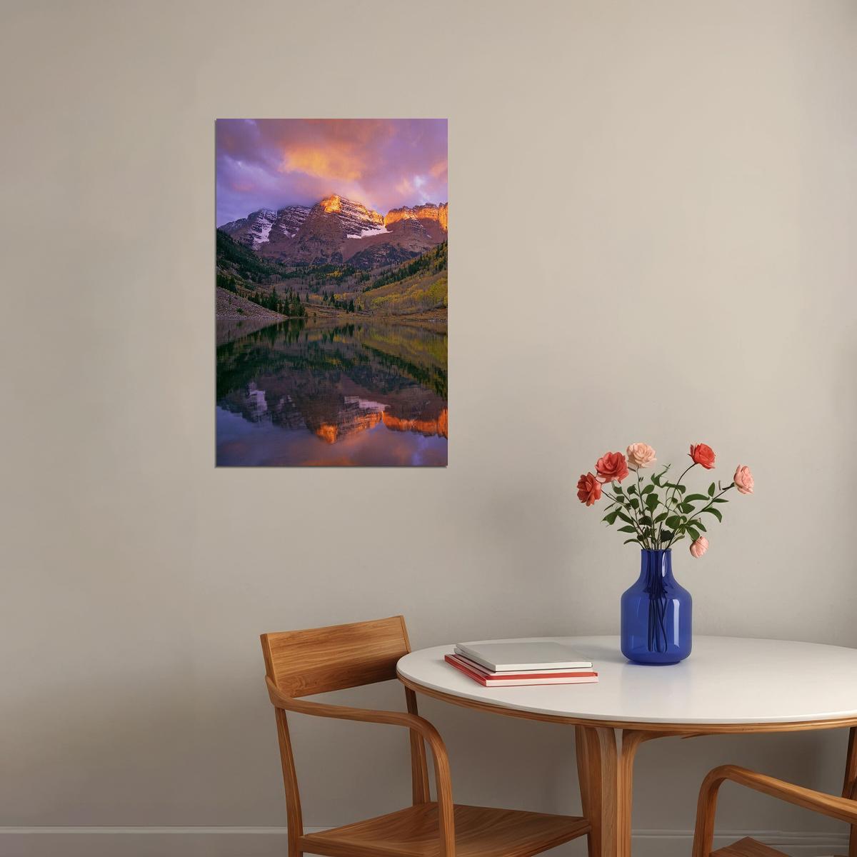 Maroon Bells Wilderness In Autumn Landscape Poster Wall Art Print Home Wall Decor - xonomax