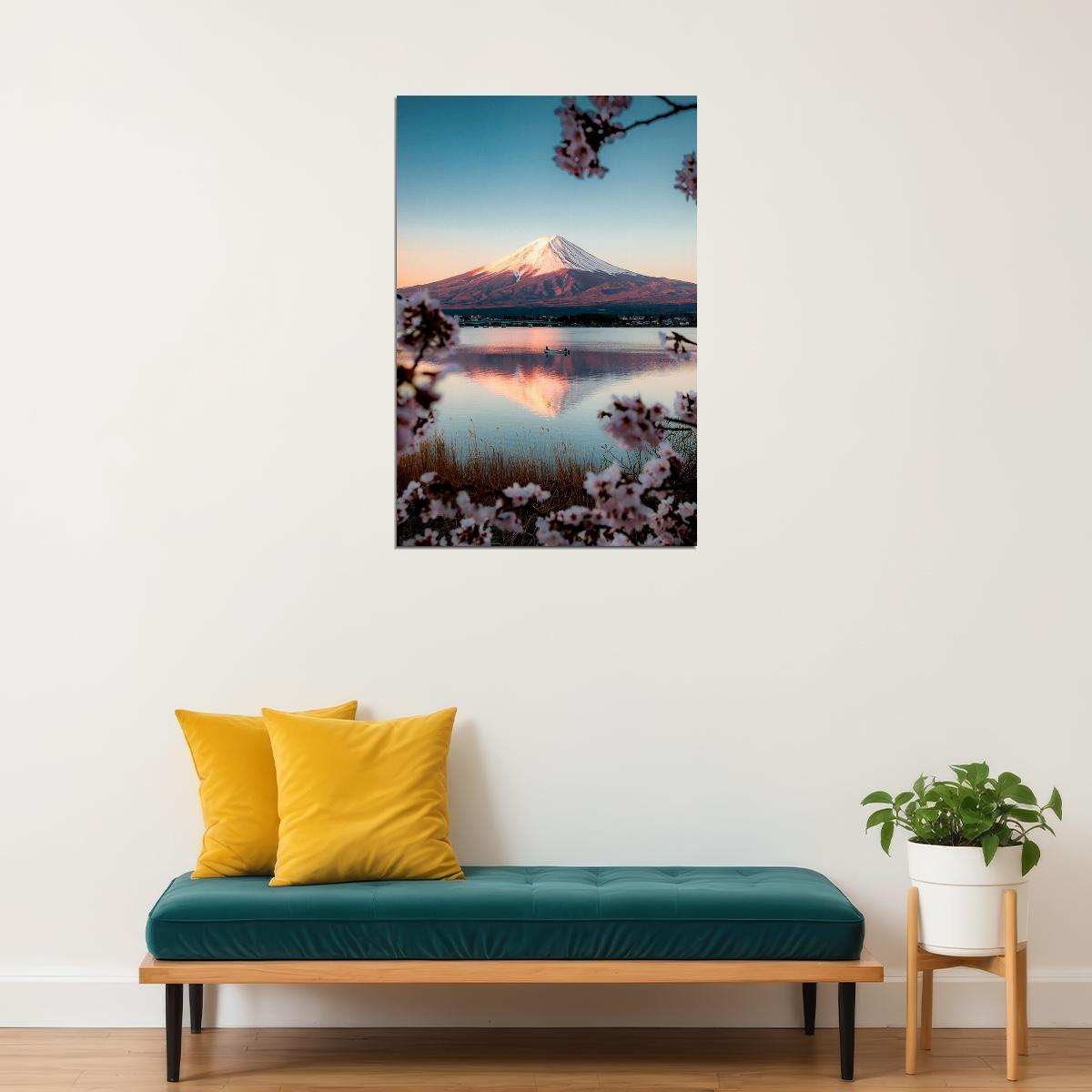 Peak Covered With Snow Mount Fuji Landcape Poster Wall Art Print Home Wall Decor - xonomax