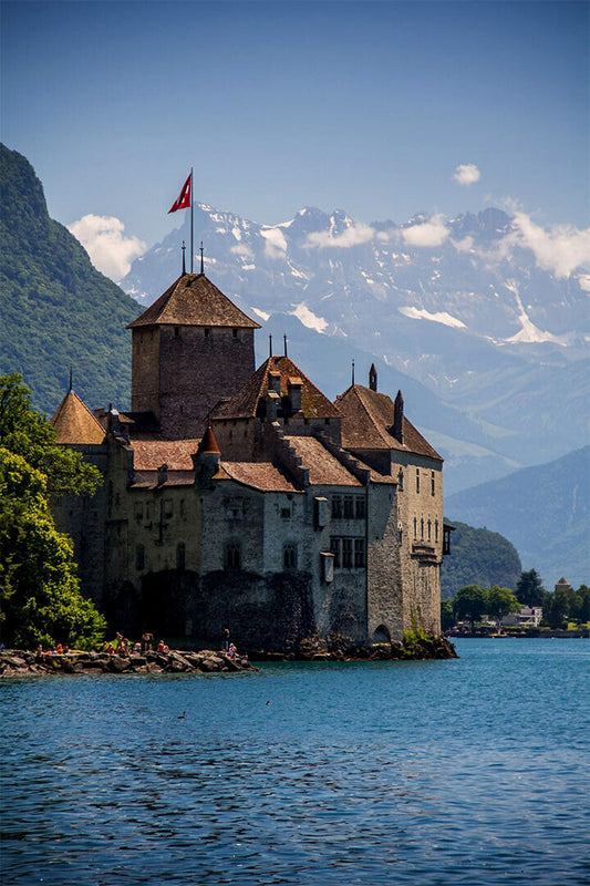 Chateau De Chillon On Lake Geneva Vintage Poster Wall Art Print Home Wall Decor - xonomax