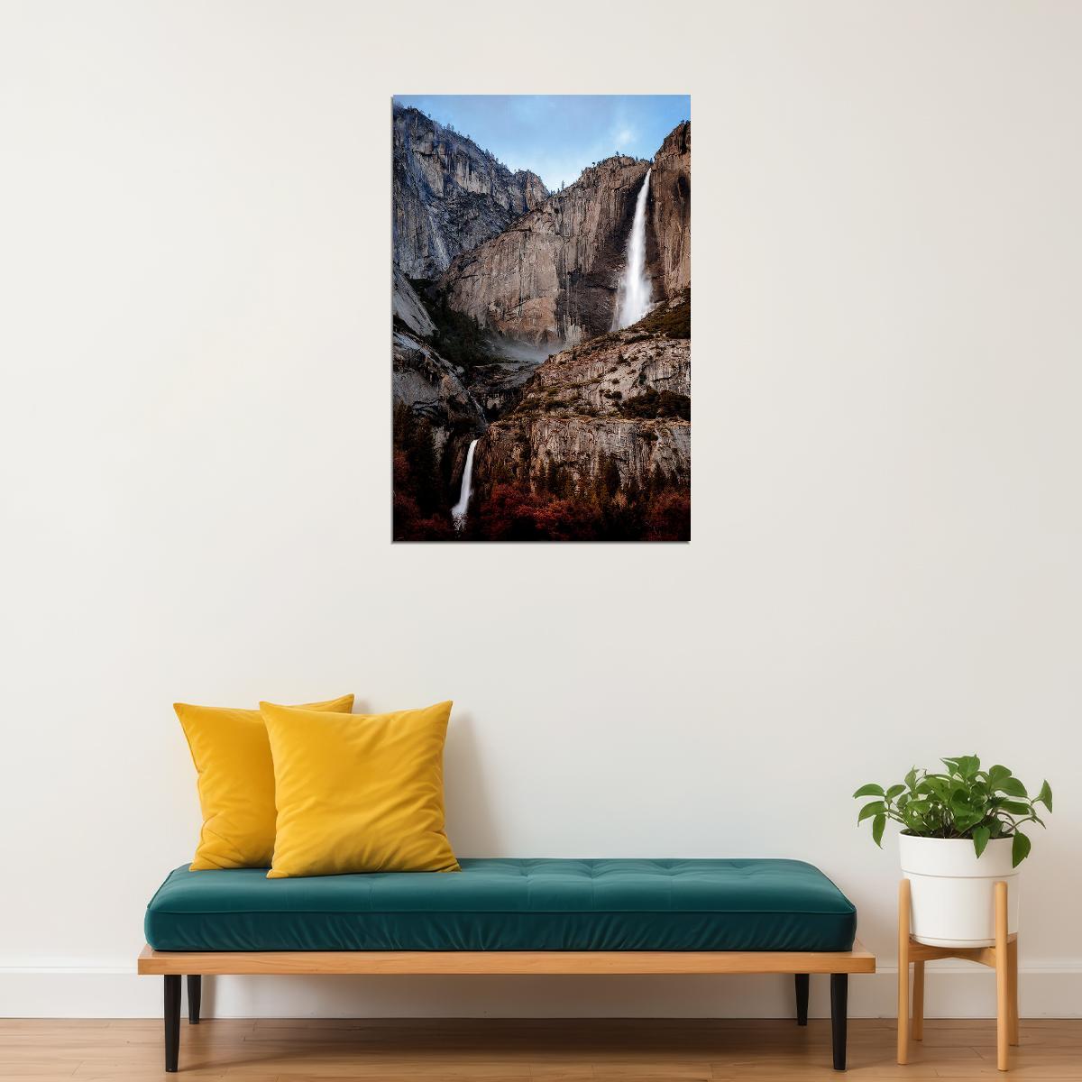 Yosemite Falls In Yosemite Valley Landscape Poster Wall Art Print Home Wall Decor - xonomax