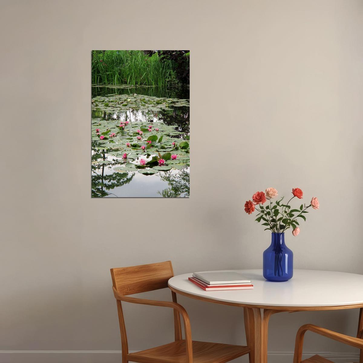 Pond In Monet's Garden Nature Landscape Poster Wall Art Print Home Wall Decor - xonomax