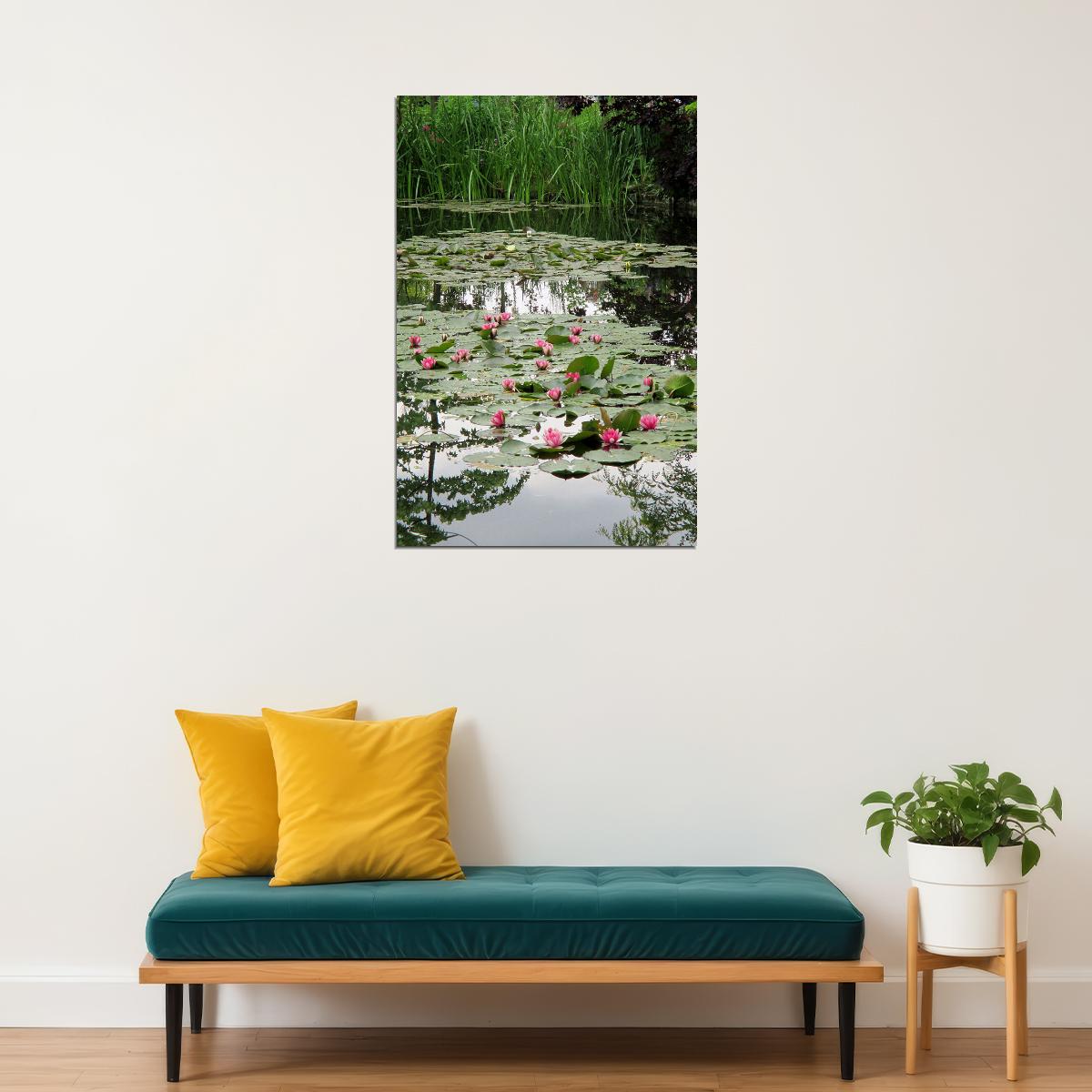 Pond In Monet's Garden Nature Landscape Poster Wall Art Print Home Wall Decor - xonomax