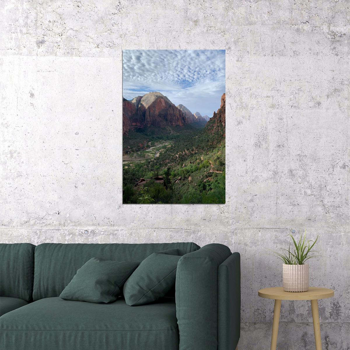 Zion National Park Overlooking The Town Of Rockville Utah Poster Wall Art Print Home Wall Decor - xonomax
