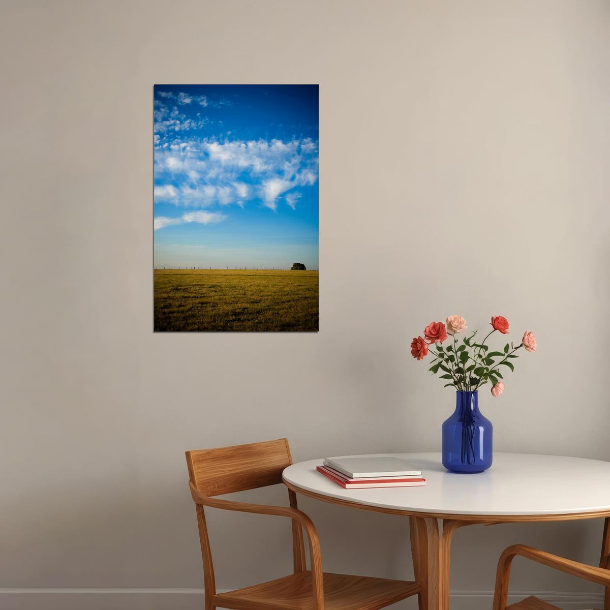 Sky Over Wheat Fields Landscape Photograph Poster Wall Art Print Home Wall Decor - xonomax