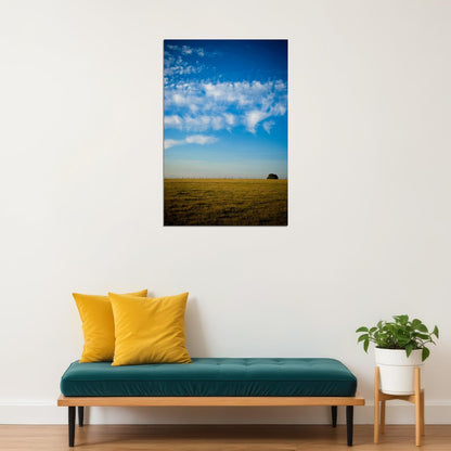Sky Over Wheat Fields Landscape Photograph Poster Wall Art Print Home Wall Decor - xonomax