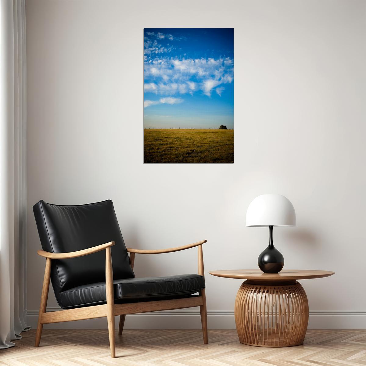 Sky Over Wheat Fields Landscape Photograph Poster Wall Art Print Home Wall Decor - xonomax