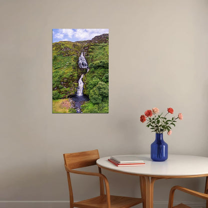 Waterfall And Jagged Rocks In The Irish Countryside Poster Wall Art Print Home Wall Decor - xonomax