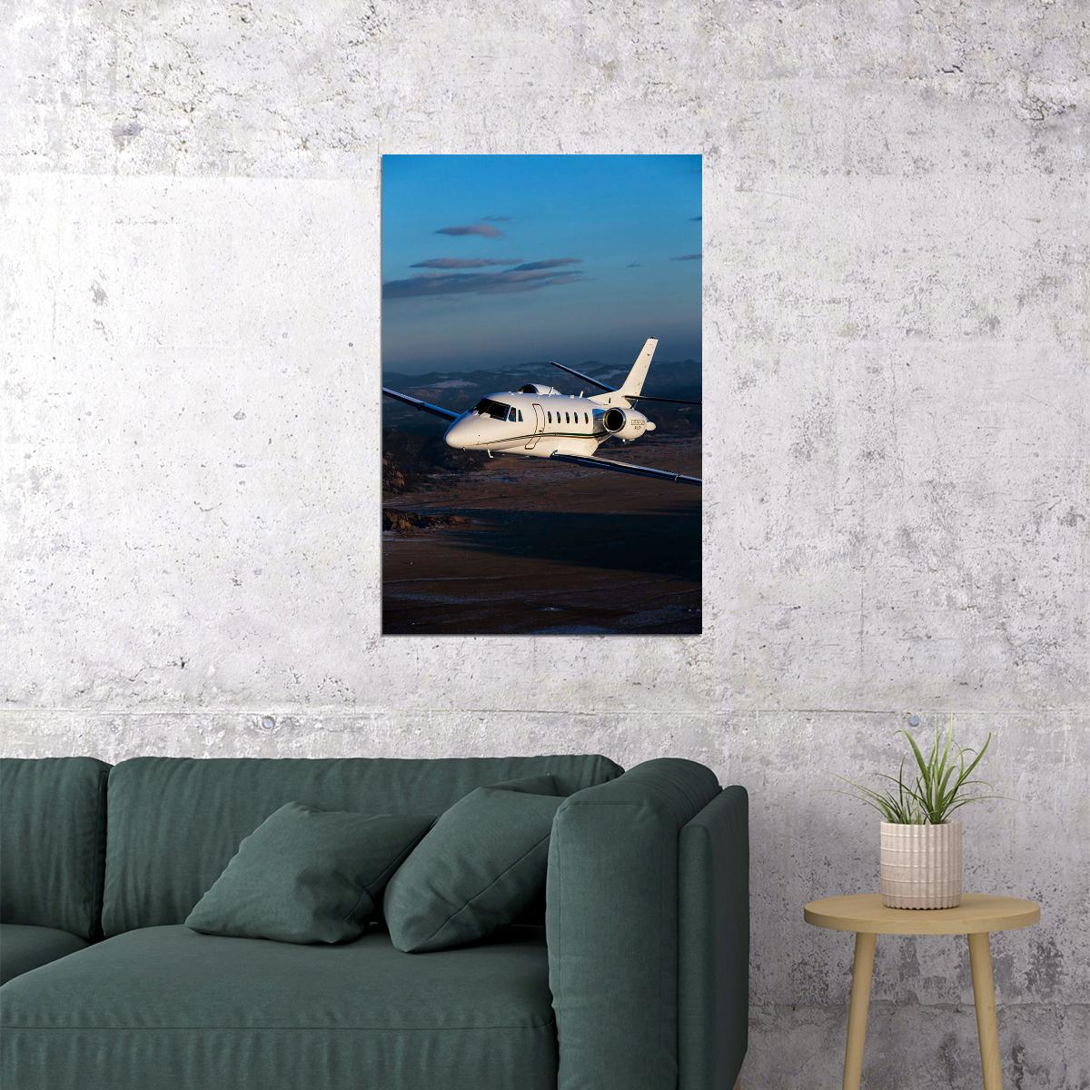Cessna Citation V Ultra Flies Above Mountains Poster Wall Art Print Home Wall Decor - xonomax