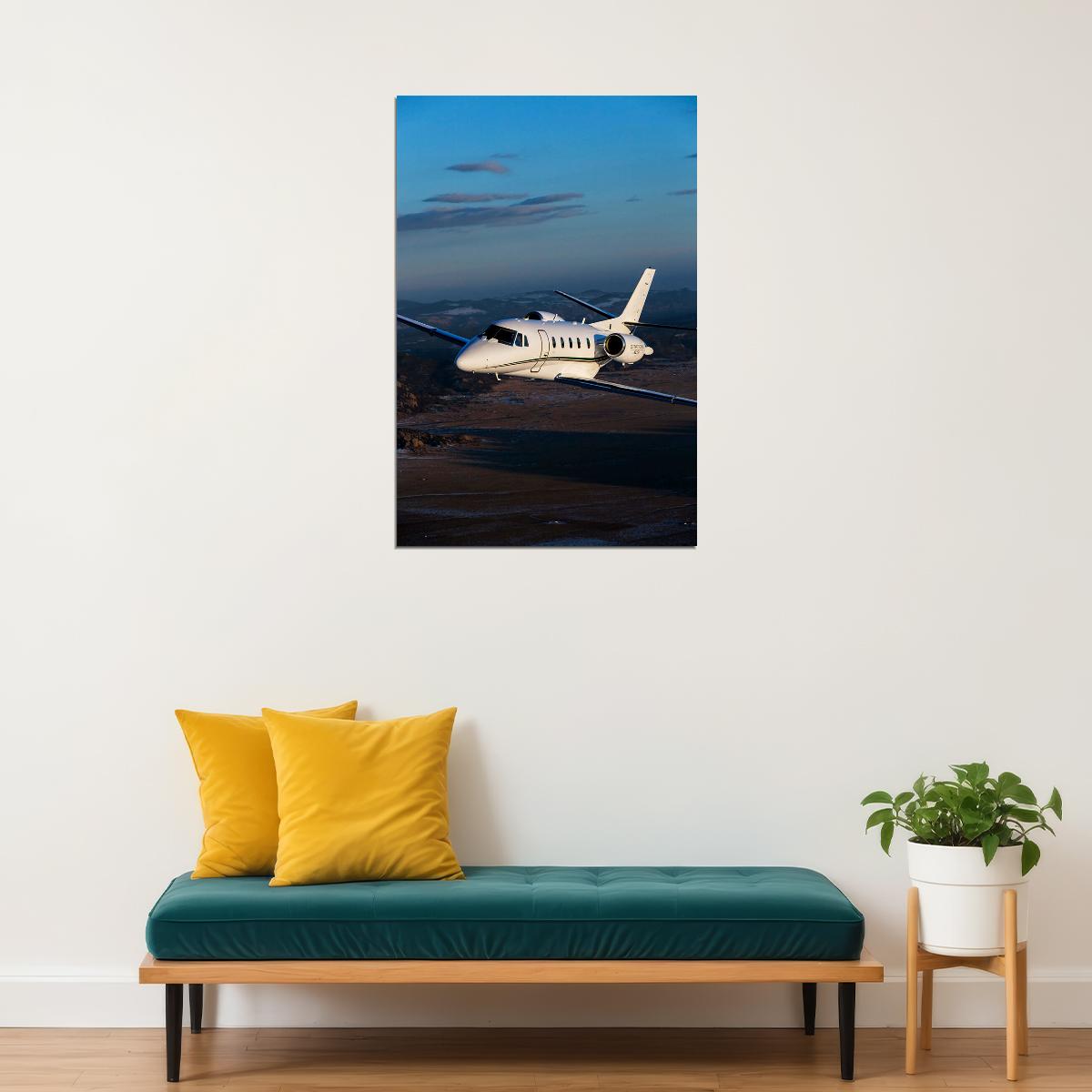 Cessna Citation V Ultra Flies Above Mountains Poster Wall Art Print Home Wall Decor - xonomax