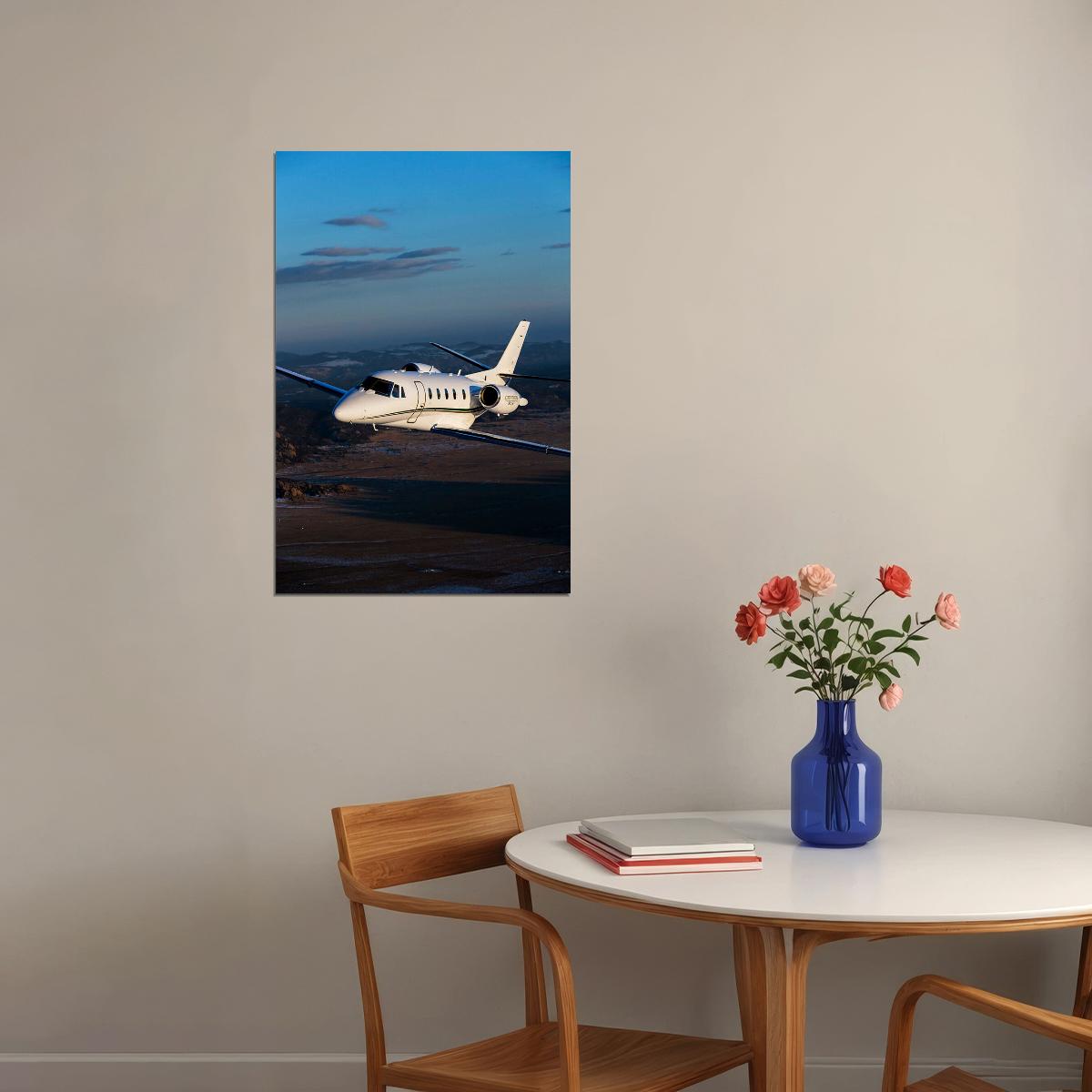 Cessna Citation V Ultra Flies Above Mountains Poster Wall Art Print Home Wall Decor - xonomax