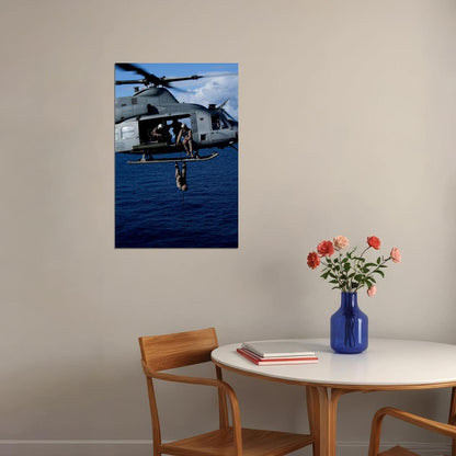 Usa Marine Uh-1 Huey Helicopter In Flight Photo Poster Wall Art Print Home Wall Decor - xonomax