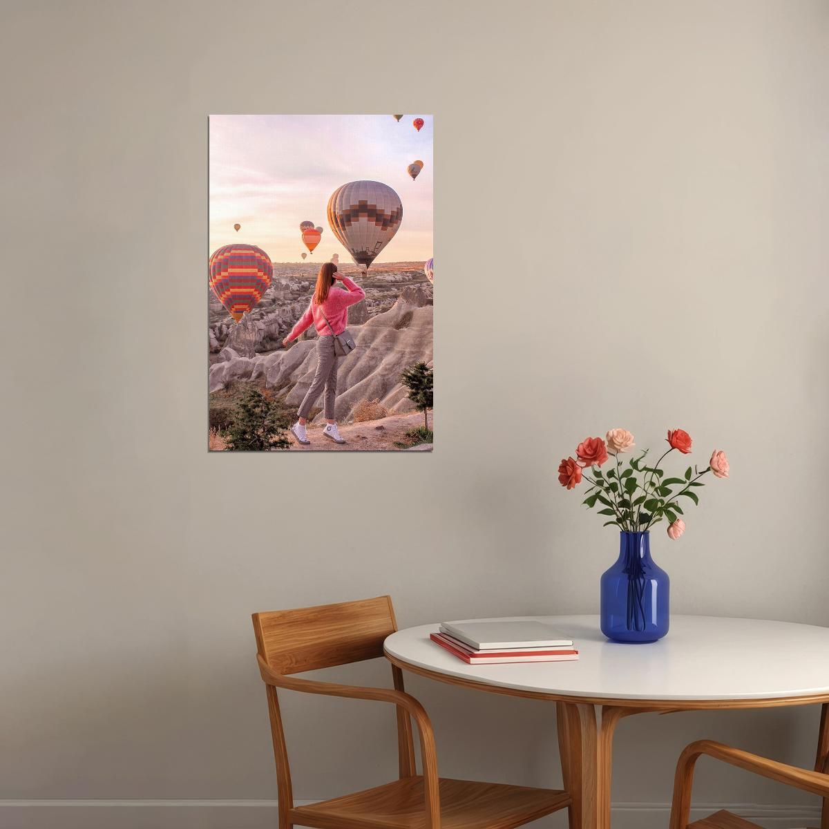 Hot Air Balloons In Monument Valley Landscape Poster Wall Art Print Home Wall Decor - xonomax
