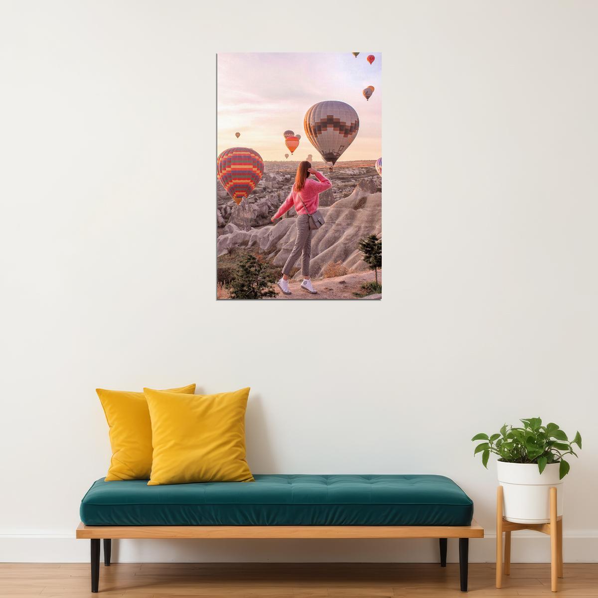 Hot Air Balloons In Monument Valley Landscape Poster Wall Art Print Home Wall Decor - xonomax