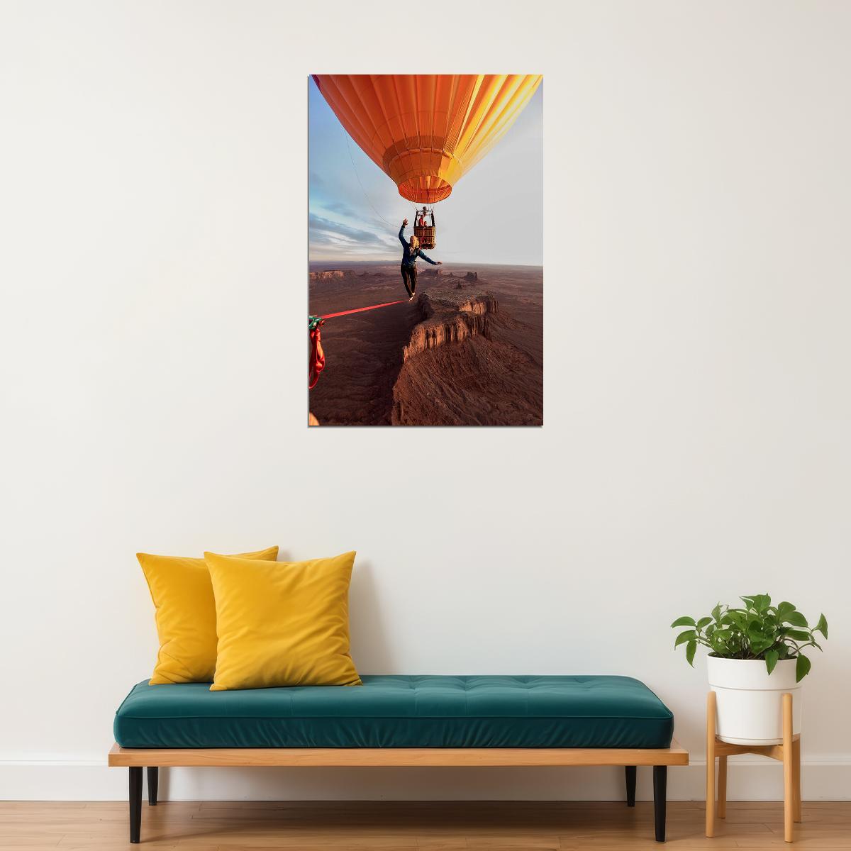 Hot Air Balloons In Monument Valley Extrem Poster Wall Art Print Home Wall Decor - xonomax