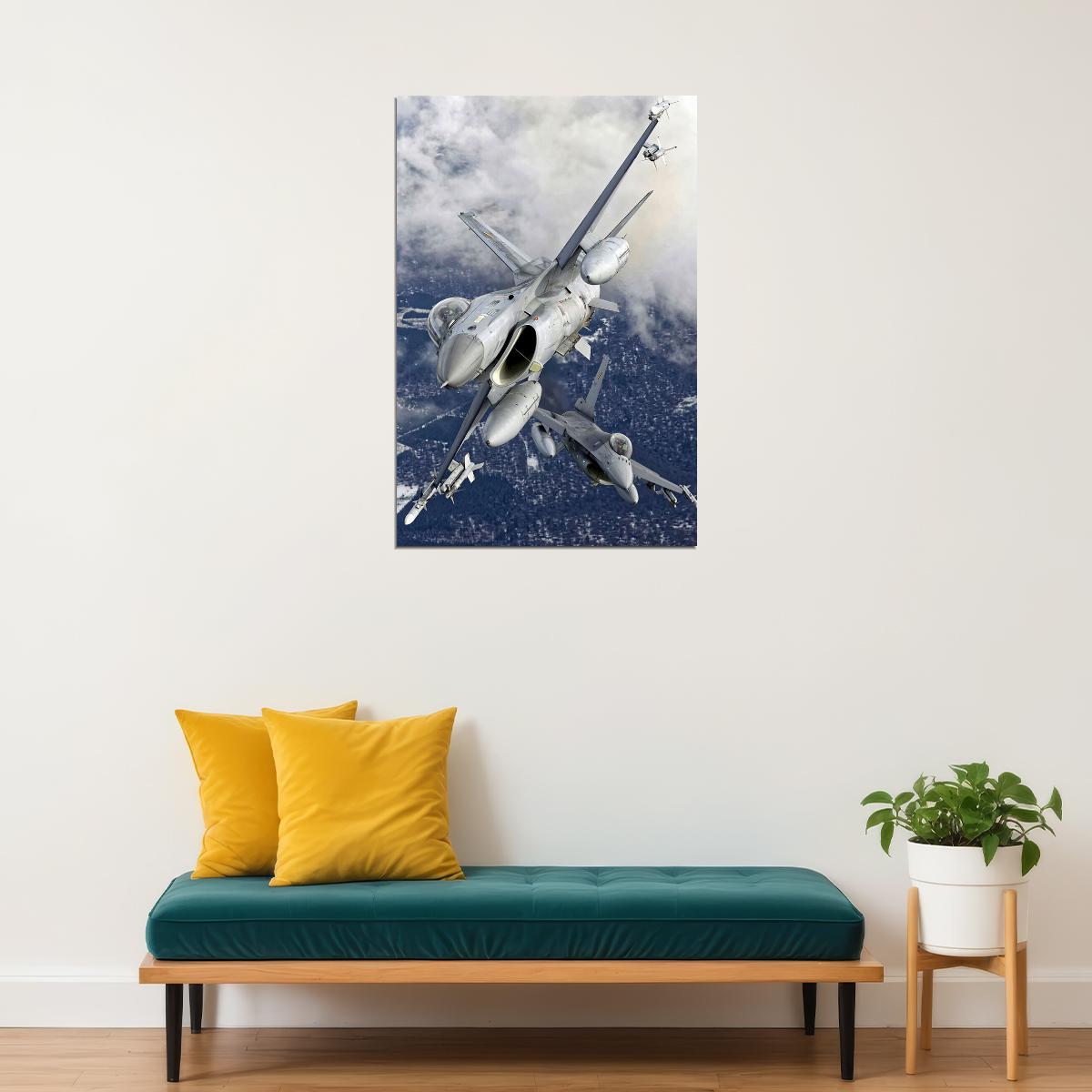 Fighter Pilot Flies An F-16 Falcon Aircraft Poster Wall Art Print Home Wall Decor - xonomax