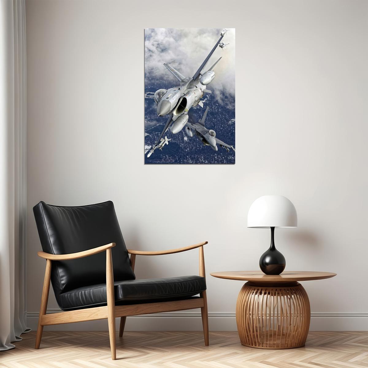 Fighter Pilot Flies An F-16 Falcon Aircraft Poster Wall Art Print Home Wall Decor - xonomax