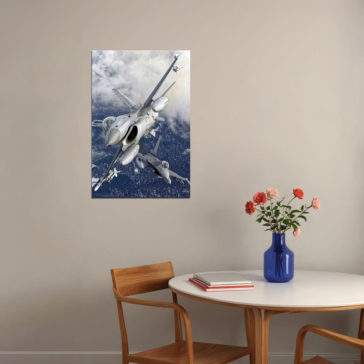 Fighter Pilot Flies An F-16 Falcon Aircraft Poster Wall Art Print Home Wall Decor - xonomax
