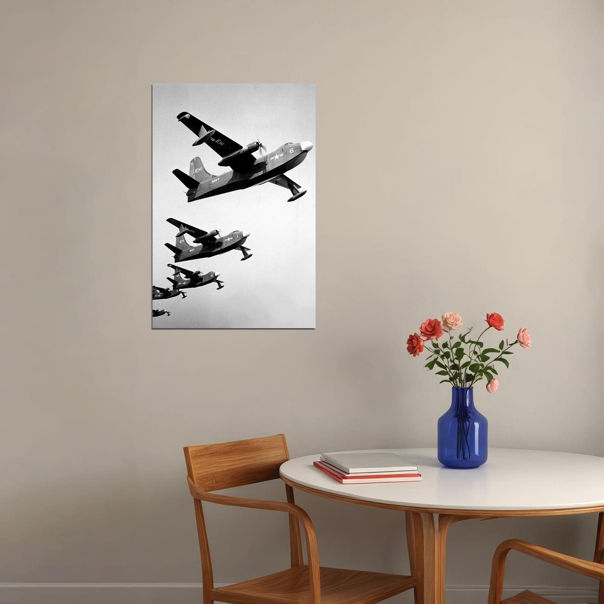 Us Navy Pby Catalina Bomber In Flight Warplane Poster Wall Art Print Home Wall Decor - xonomax