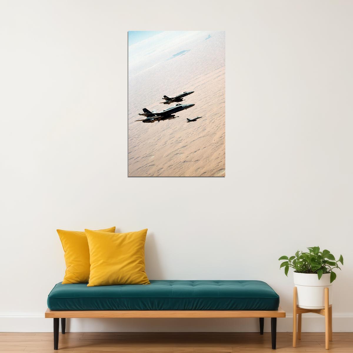 F-18 Hornet Over The Desert Aircraft Poster Wall Art Print Home Wall Decor - xonomax