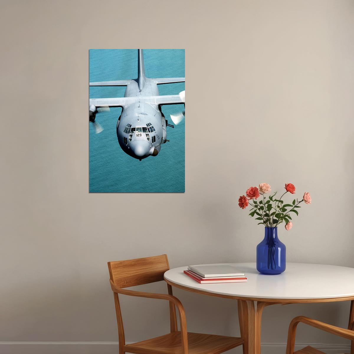 Ac-130h Spectre Gunship Shooting Flares Poster Wall Art Print Home Wall Decor - xonomax