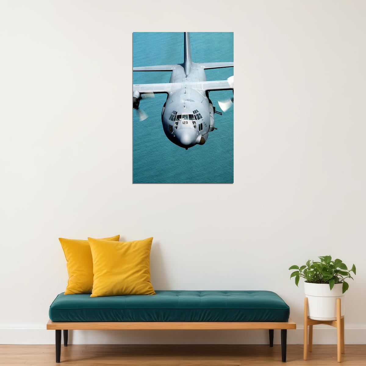 Ac-130h Spectre Gunship Shooting Flares Poster Wall Art Print Home Wall Decor - xonomax