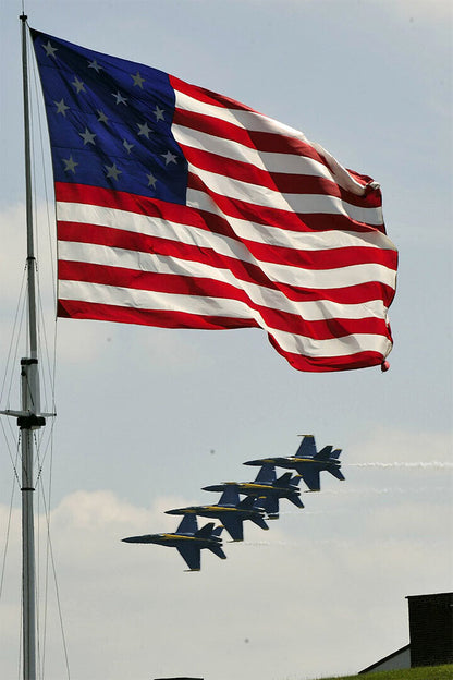 The Blue Angels Flying Over The American Flag Poster Wall Art Print Home Wall Decor - xonomax
