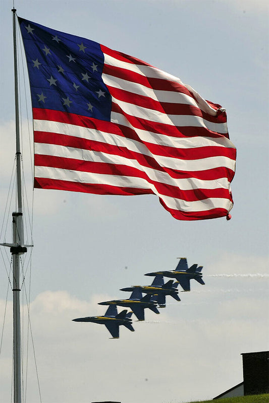 The Blue Angels Flying Over The American Flag Poster Wall Art Print Home Wall Decor - xonomax