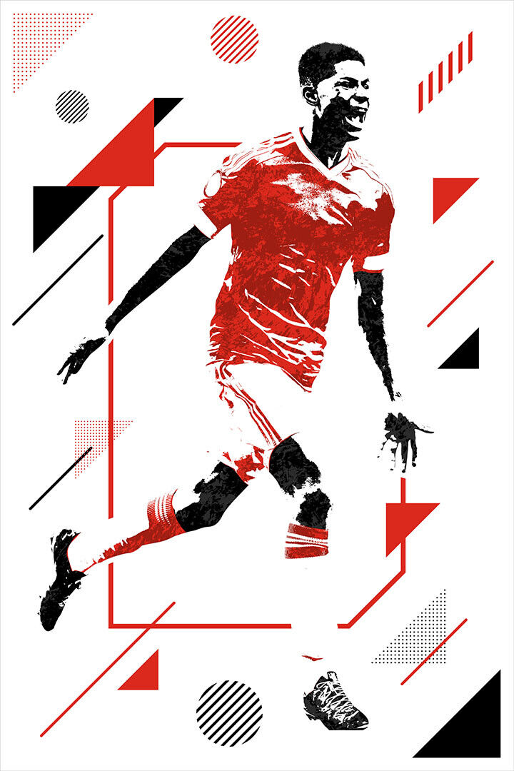 Marcus Rashford British Football Soccer Player Poster Wall Art Print Home Wall Decor - xonomax