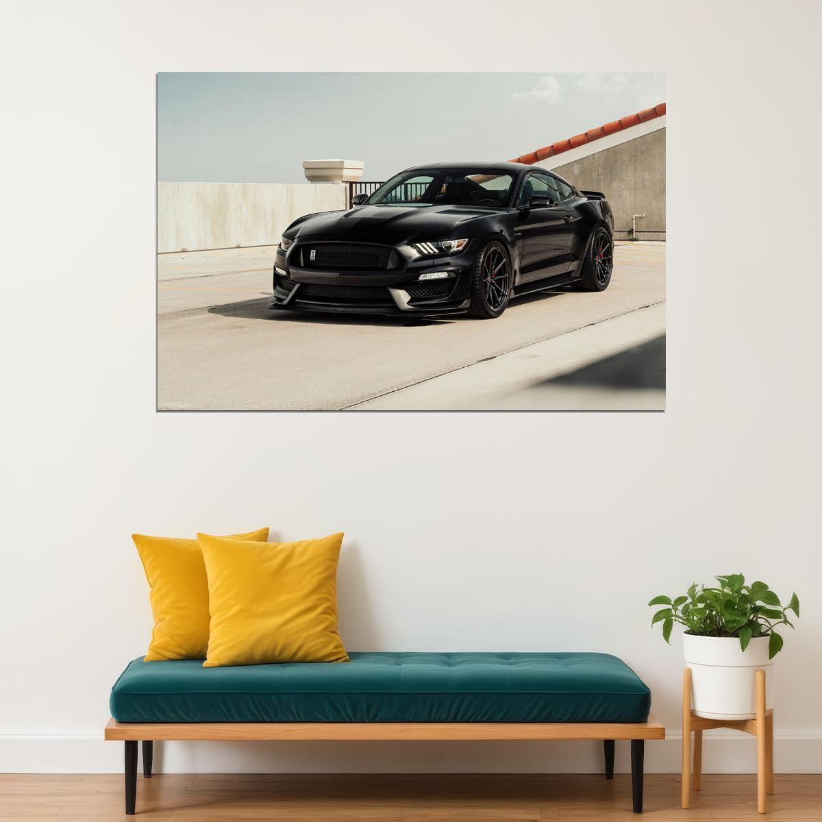 Black Ford Mustang Classic Car Sports Car Poster Wall Art Print Home Wall Decor - xonomax