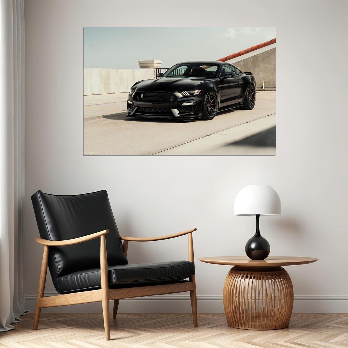Black Ford Mustang Classic Car Sports Car Poster Wall Art Print Home Wall Decor - xonomax