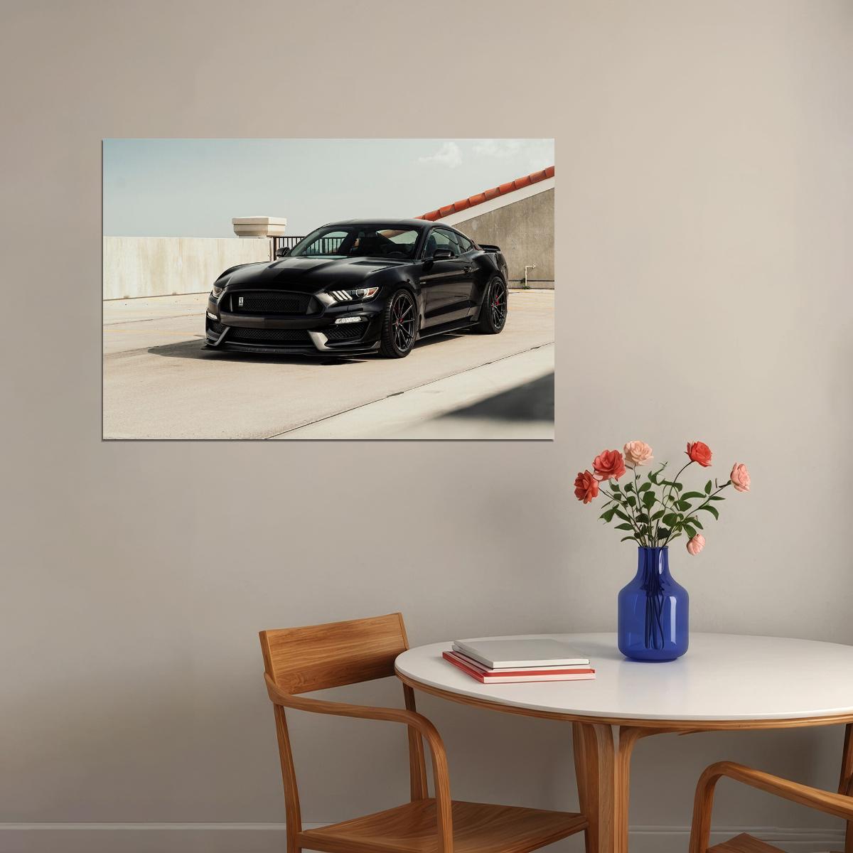 Black Ford Mustang Classic Car Sports Car Poster Wall Art Print Home Wall Decor - xonomax