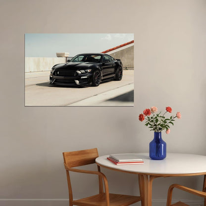 Black Ford Mustang Classic Car Sports Car Poster Wall Art Print Home Wall Decor - xonomax