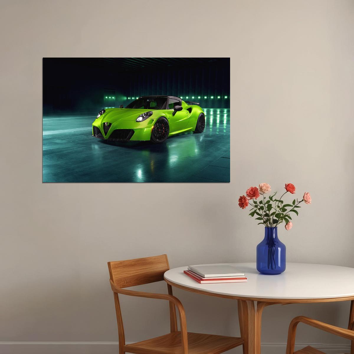 Pogea Racing Alfa Romeo 4c Centurion Green Arrow Poster Wall Art Print Home Wall Decor - xonomax