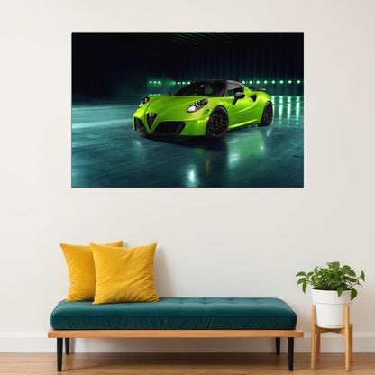Pogea Racing Alfa Romeo 4c Centurion Green Arrow Poster Wall Art Print Home Wall Decor - xonomax
