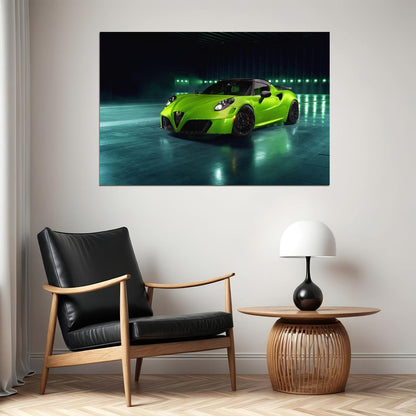 Pogea Racing Alfa Romeo 4c Centurion Green Arrow Poster Wall Art Print Home Wall Decor - xonomax