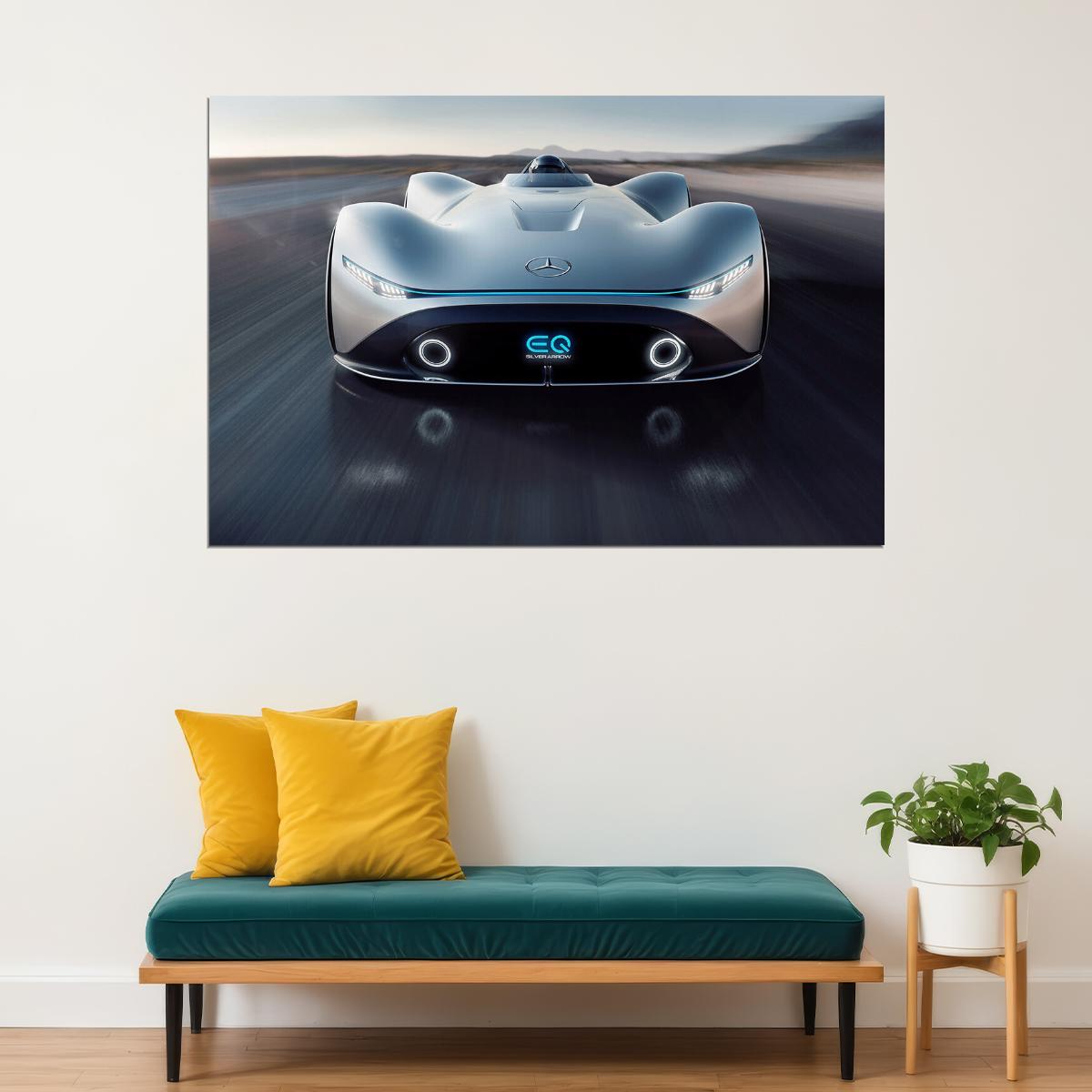 Mercedes Benz Vision Eq Silver Arrow Luxury Car Poster Wall Art Print Home Wall Decor - xonomax