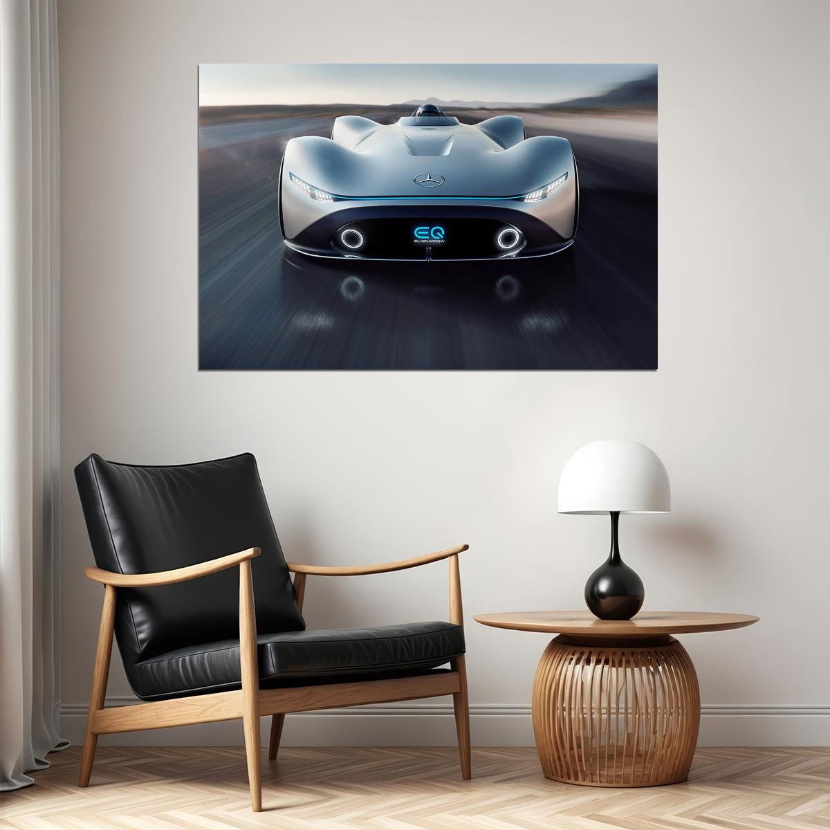 Mercedes Benz Vision Eq Silver Arrow Luxury Car Poster Wall Art Print Home Wall Decor - xonomax