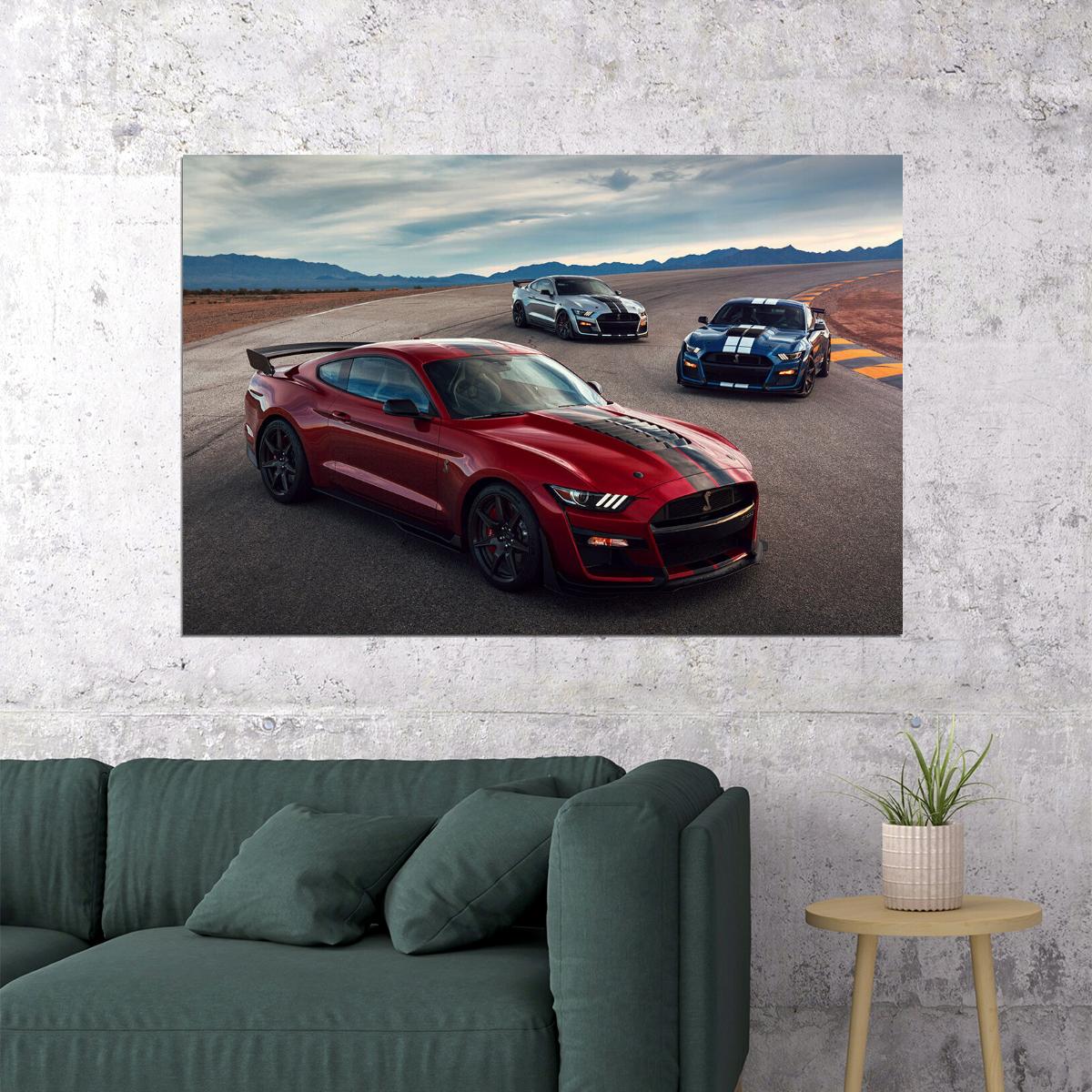 Ford Mustang Shelby Gt500 Sports Car Luxury Car Poster Wall Art Print Home Wall Decor - xonomax