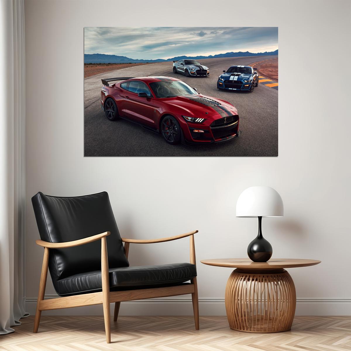 Ford Mustang Shelby Gt500 Sports Car Luxury Car Poster Wall Art Print Home Wall Decor - xonomax