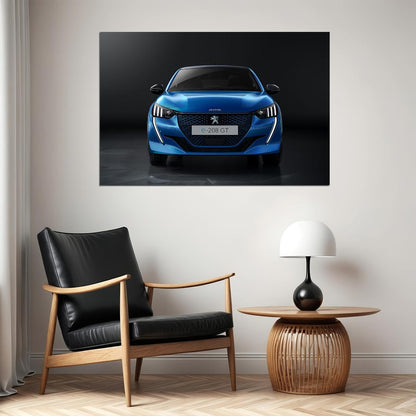 Peugeot E 208 Gt Sports Car Luxury Car Auto Poster Wall Art Print Home Wall Decor - xonomax