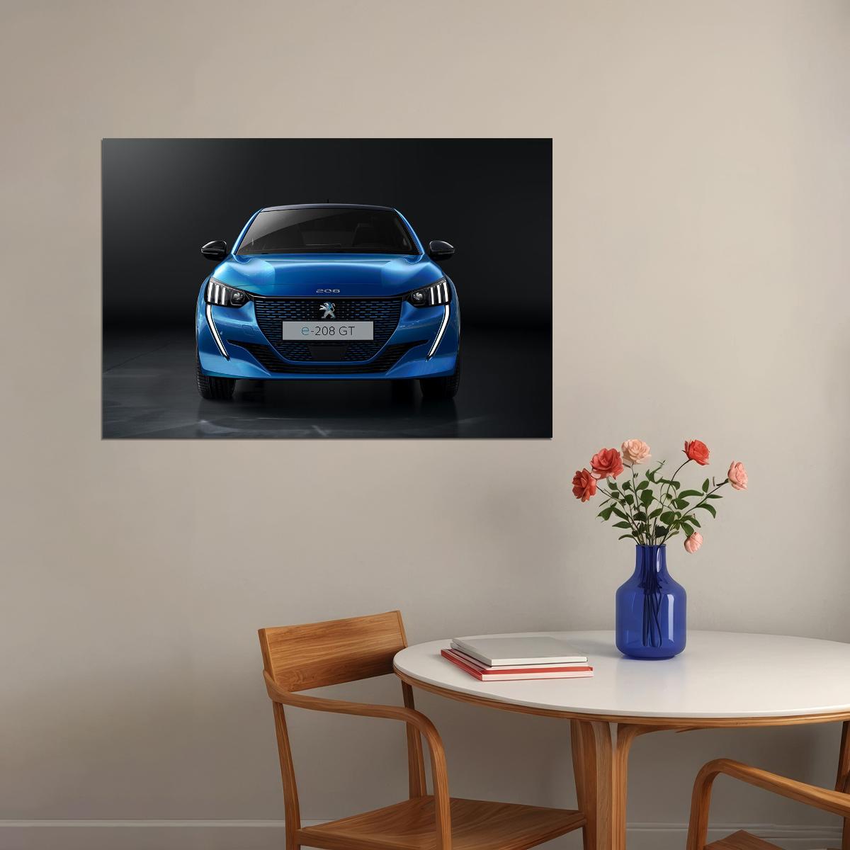 Peugeot E 208 Gt Sports Car Luxury Car Auto Poster Wall Art Print Home Wall Decor - xonomax