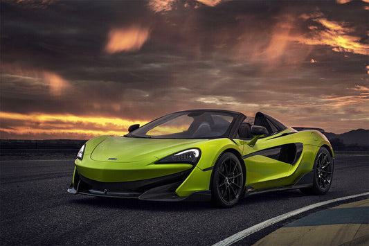 Mclaren 600lt Spider Lime Green Sports Car Poster Wall Art Print Home Wall Decor - xonomax