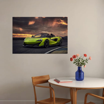Mclaren 600lt Spider Lime Green Sports Car Poster Wall Art Print Home Wall Decor - xonomax