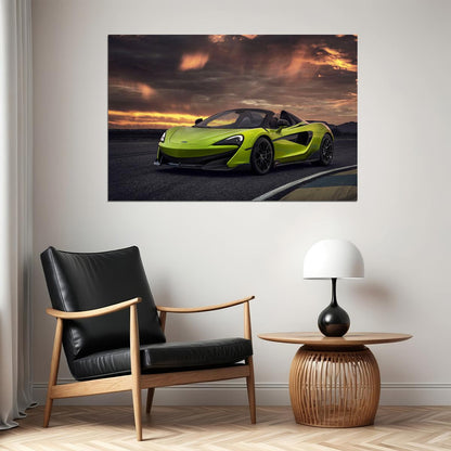 Mclaren 600lt Spider Lime Green Sports Car Poster Wall Art Print Home Wall Decor - xonomax