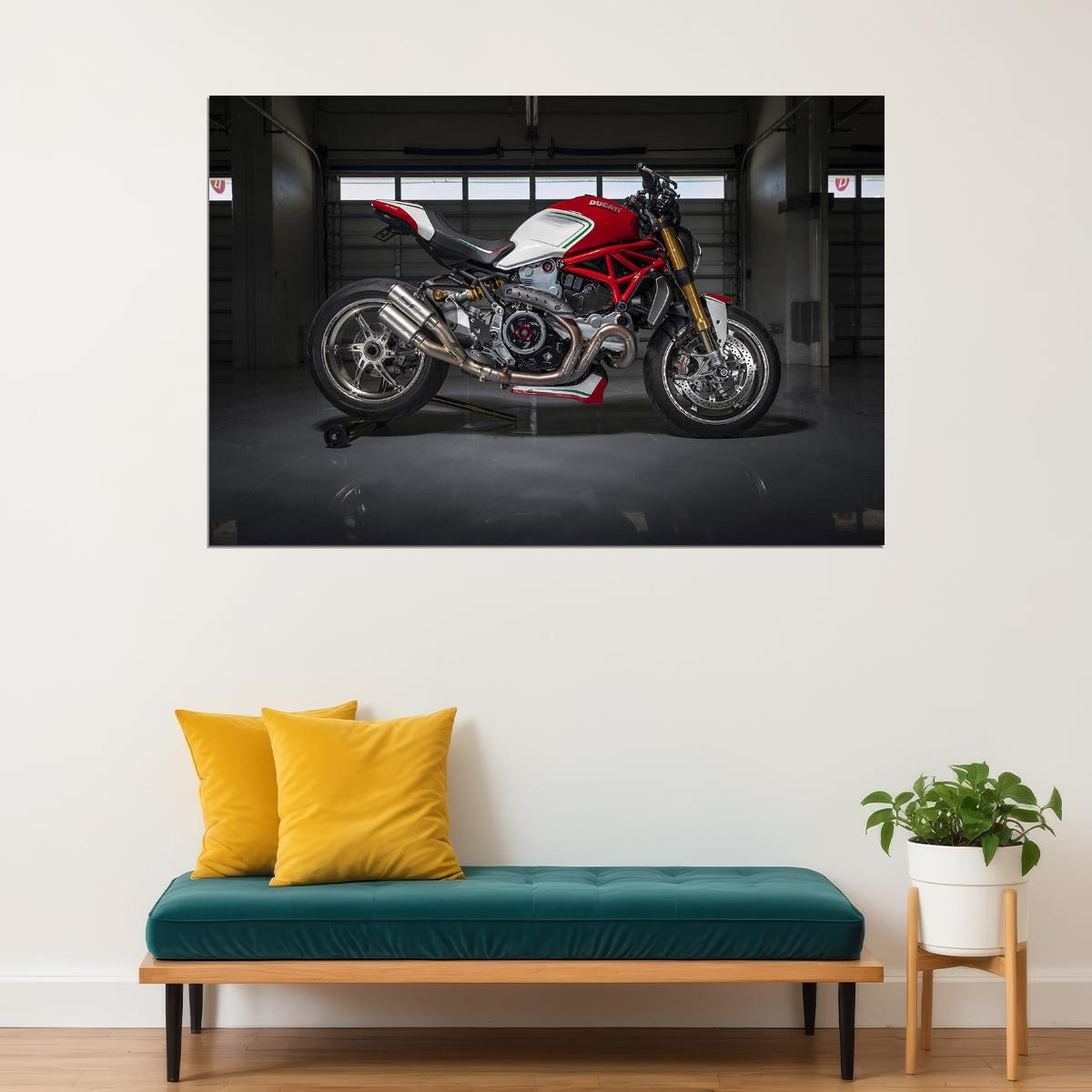 Ducati Monster 1200 Tricolore By Motovation Poster Wall Art Print Home Wall Decor - xonomax