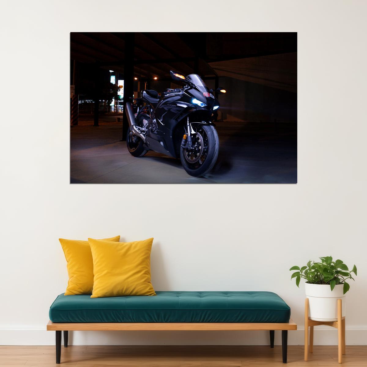 Black Honda Cbr600rr Black Motorcycle Speed Poster Wall Art Print Home Wall Decor - xonomax