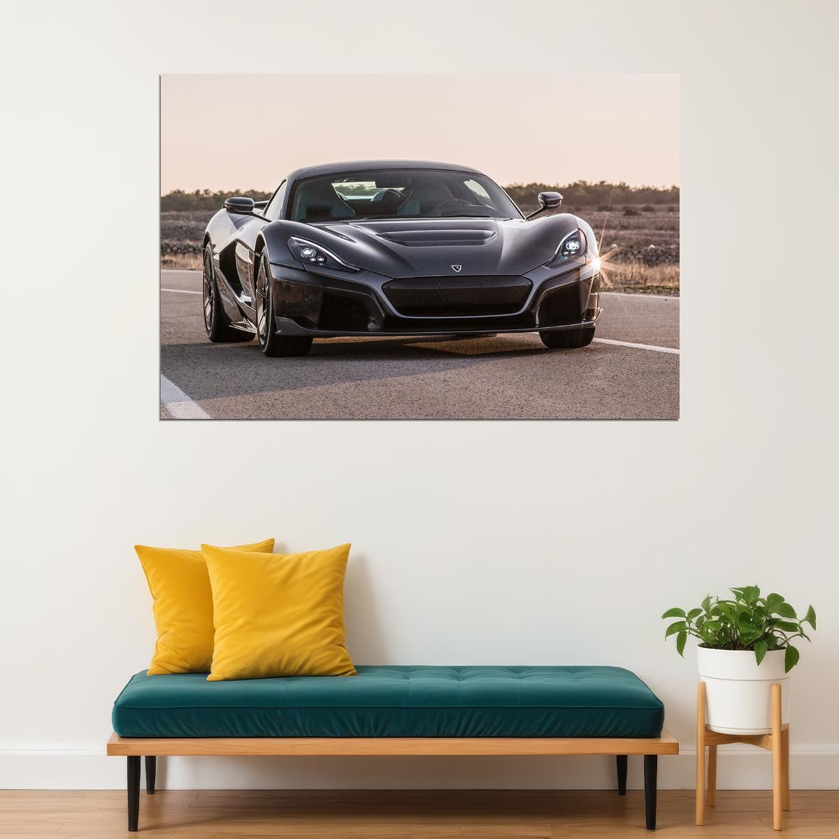 Rimac C Two Electric Hypercar Racing Car Poster Wall Art Print Home Wall Decor - xonomax