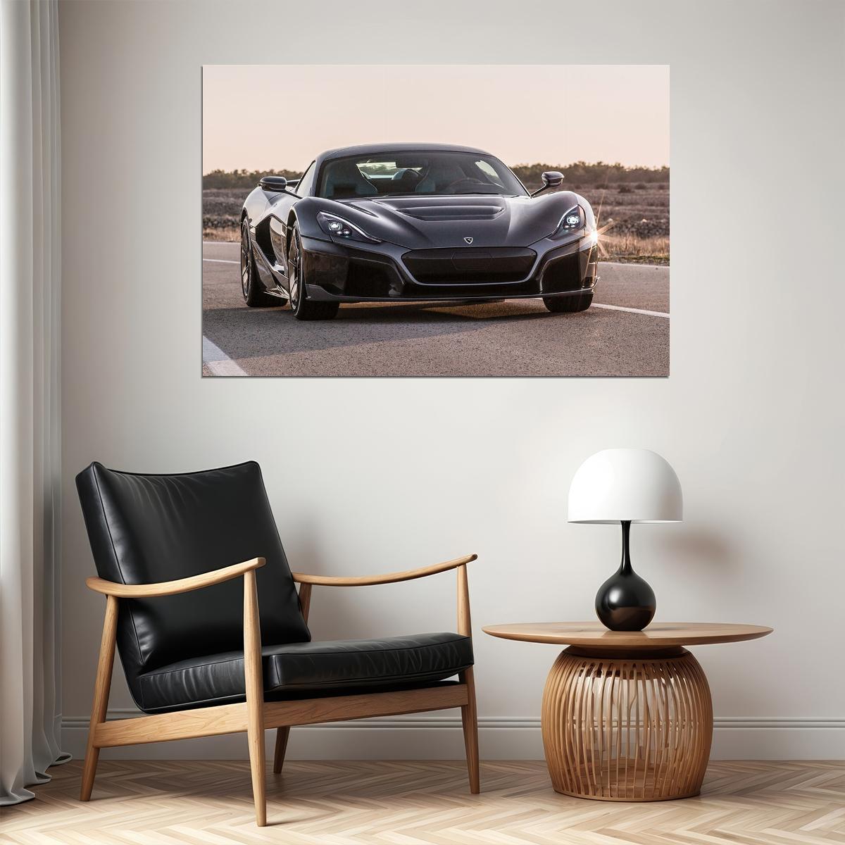Rimac C Two Electric Hypercar Racing Car Poster Wall Art Print Home Wall Decor - xonomax