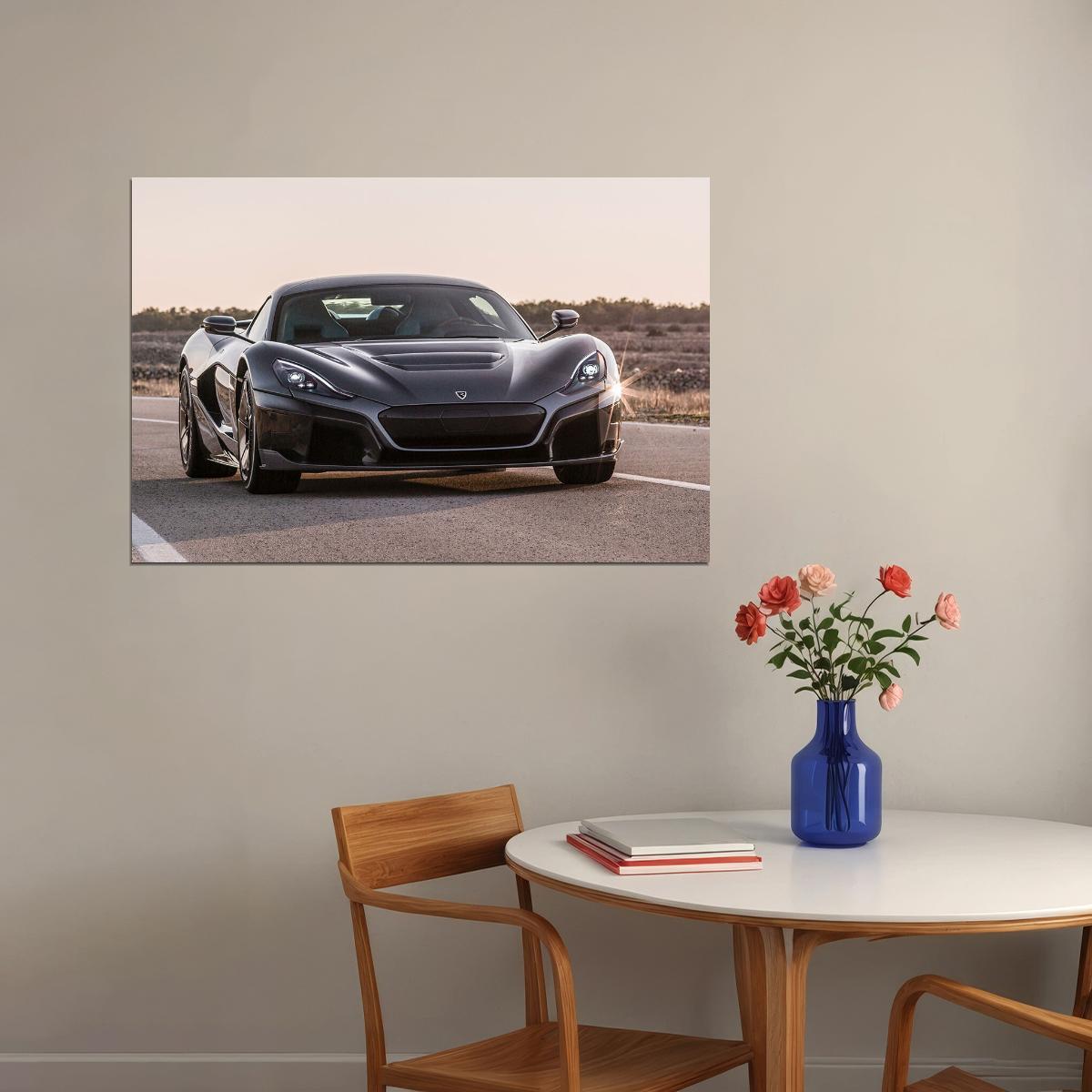 Rimac C Two Electric Hypercar Racing Car Poster Wall Art Print Home Wall Decor - xonomax